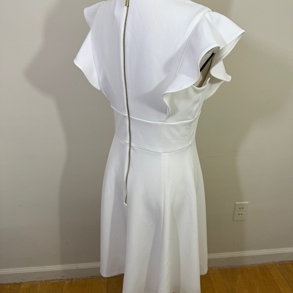 Chaps White Flutter Sleeve A-Line Dress sz 8 - Picture 3 of 9